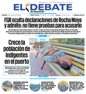 Cover of El Debate de Mazatlan