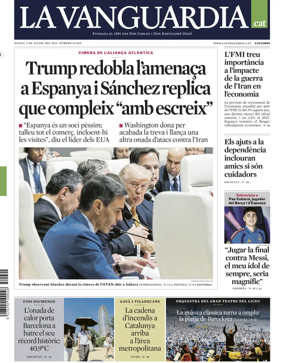 Cover of La Vanguardia (Catalonia - 1st edition)