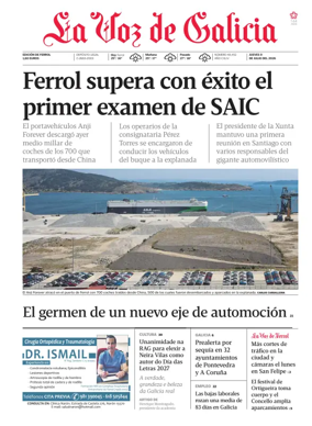 Cover of La Voz de Galicia (Ferrol)