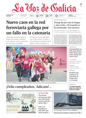 Cover of La Voz de Galicia (Vigo)