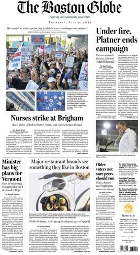 Cover of The Boston Globe