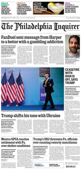 Cover of The Philadelphia Inquirer (South Jersey edition)