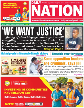 Cover of Daily Nation Newspaper