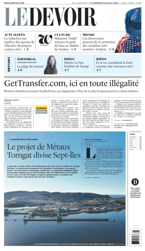 Cover of Le Devoir