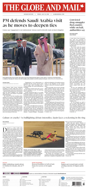 Cover of The Globe and Mail (Ontario Edition)