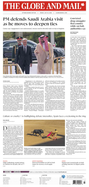 Cover of The Globe and Mail (Ottawa/Quebec Edition)