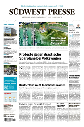Cover of Sudwest Presse - Metzinger Uracher Volksblatt - Der Ermstalbote