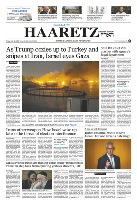 Cover of Haaretz english edition (Friday)