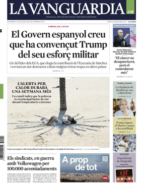 Cover of La Vanguardia (Catalonia - 1st edition)