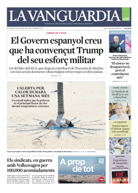 Cover of La Vanguardia (Catala)