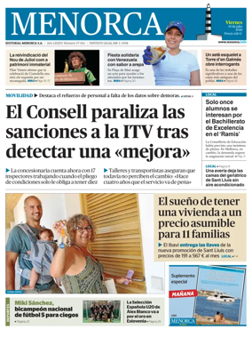 Cover of Menorca Diario Insular