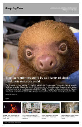 Cover of Tampa Bay Times TFP