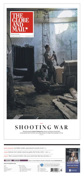 Cover of The Globe and Mail (Prairie Edition)