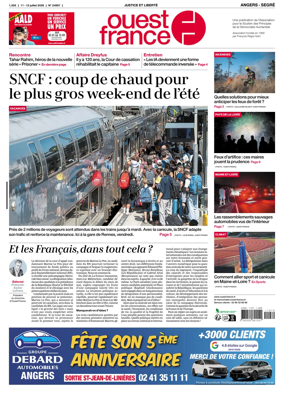 Cover of Ouest France (Angers / Segre)