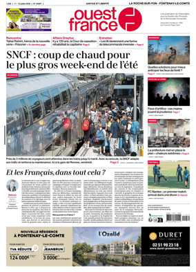 Cover of Ouest France (La Roche-sur-Yon - Fontenay-le-Comte)