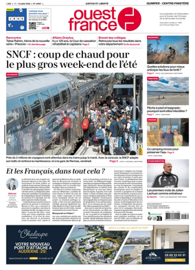 Cover of Ouest-France (Quimper Centre-Finistere)