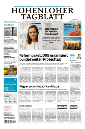Cover of Hohenloher Tagblatt
