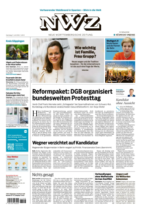 Cover of NWZ – Neue Wurttembergische Zeitung