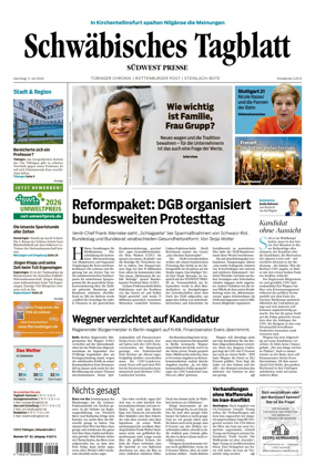Cover of Schwabisches Tagblatt - Tubinger Chronik