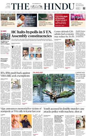 Cover of The Hindu (Madurai)