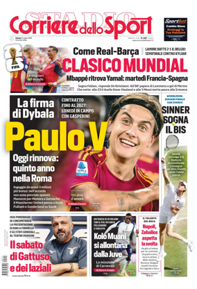 Cover of Corriere dello Sport (Lazio)