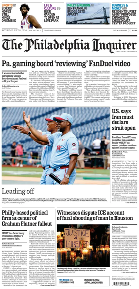 Cover of The Philadelphia Inquirer (South Jersey edition)