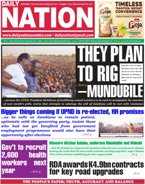 Cover of Daily Nation Newspaper