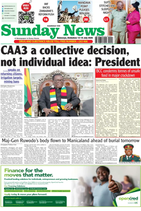 Cover of Sunday News (Zimbabwe)