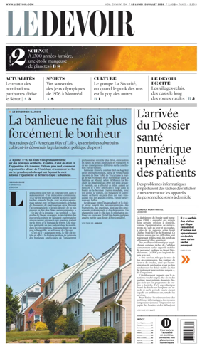 Cover of Le Devoir