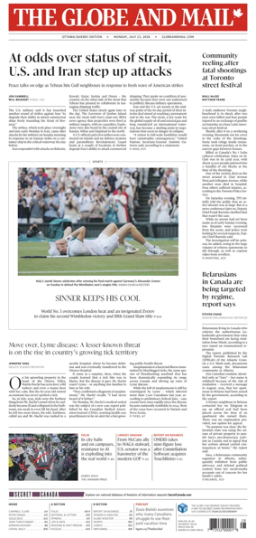 Cover of The Globe and Mail (Ottawa/Quebec Edition)