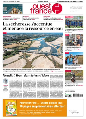 Cover of Ouest France (La Roche-sur-Yon - Fontenay-le-Comte)