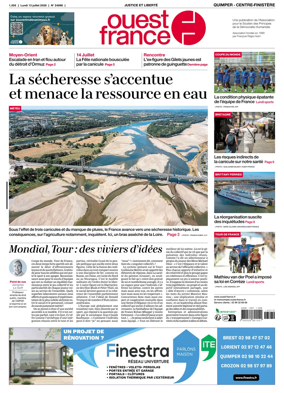 Cover of Ouest-France (Quimper Centre-Finistere)