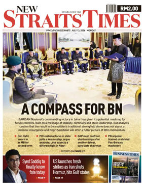 Cover of New Straits Times