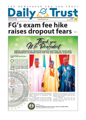 Cover of Daily Trust