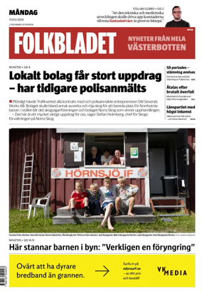Cover of Folkbladet Vasterbotten
