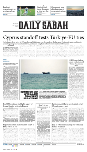 Cover of Daily Sabah (Turkey)