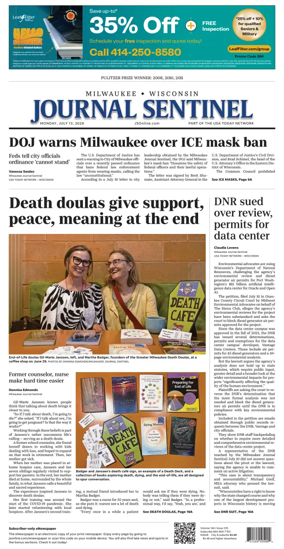Cover of Milwaukee Journal Sentinel