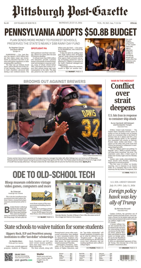 Cover of Pittsburgh Post-Gazette
