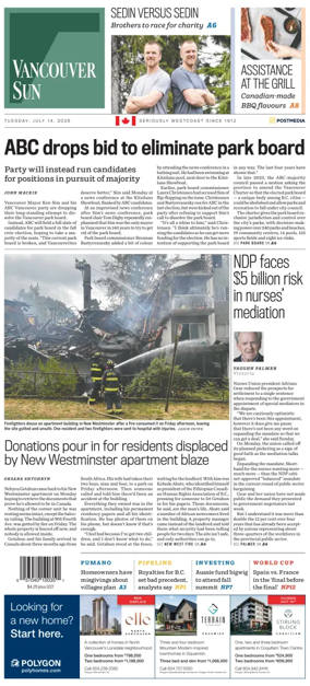 Cover of Vancouver Sun