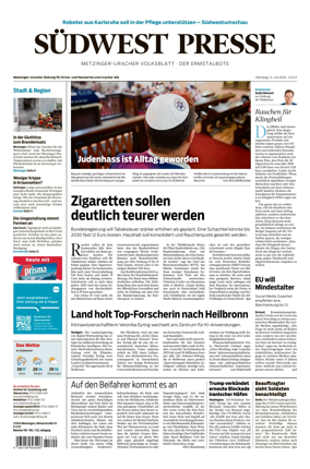 Cover of Sudwest Presse - Metzinger Uracher Volksblatt - Der Ermstalbote