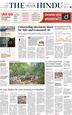 Cover of The Hindu (Kolkata)
