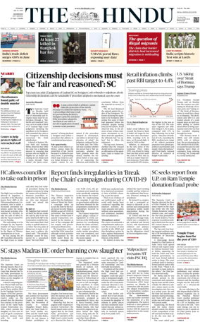 Cover of The Hindu (Kozhikode)