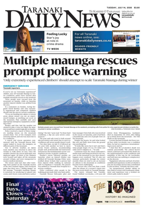 Cover of Taranaki Daily News