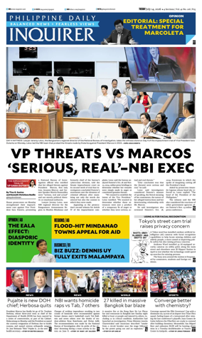 Cover of Philippine Daily Inquirer