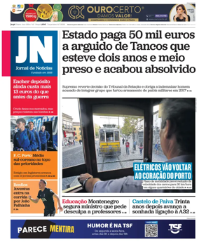 Cover of Jornal de Noticias
