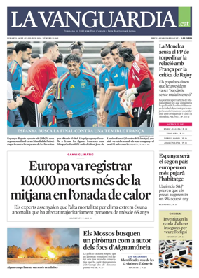 Cover of La Vanguardia (Catala)