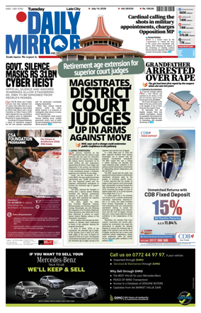 Cover of Daily Mirror (Sri Lanka)