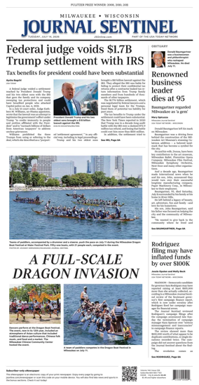 Cover of Milwaukee Journal Sentinel