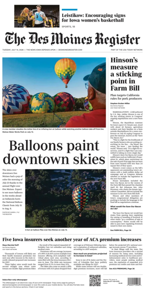 Cover of The Des Moines Register