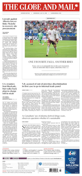 Cover of The Globe and Mail (Ontario Edition)